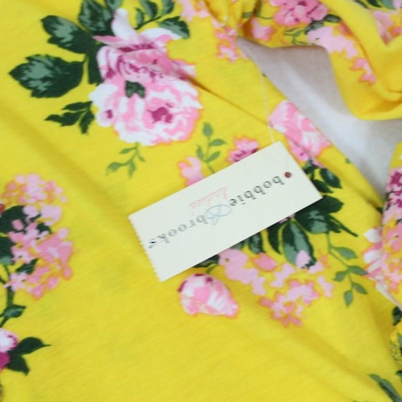 Bobbie Brooks Womens Yellow Flower Printed Bell Sleeve Pullover Tunic Top Size M - Picture 2 of 7